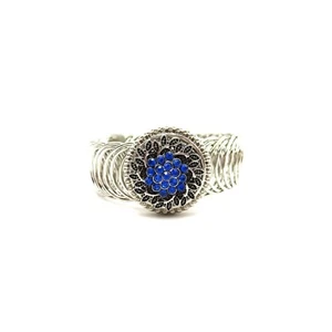 Vintage silberfarbener Draht blau Strass Cluster Armband verstellbar Steampunk Gothi - Bild 1 von 6