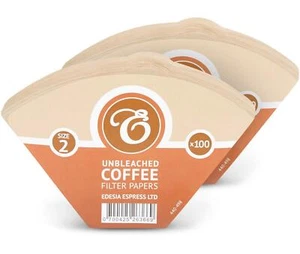 200 Size 2 / 2K Coffee Filter Paper Cones, Unbleached Brown Replacement - Picture 1 of 4
