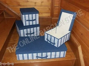 Dorm Canvas Storage Toy Box Bin Basket w/lid Tote EXTRA LARGE Navy 16x16x10 - Picture 1 of 2
