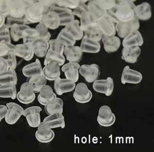 Silicon Soft Clear Rubber Earrings Backs Stopper Caps 4MM UK - Picture 1 of 2