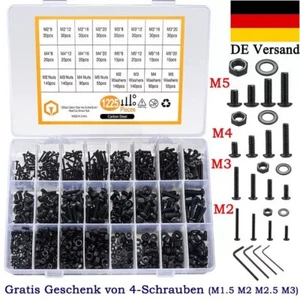 1225pcs Linsenkopfschrauben Muttern Sortiment Satz M2 M3 M4 M5 Innensechskant - Bild 1 von 5
