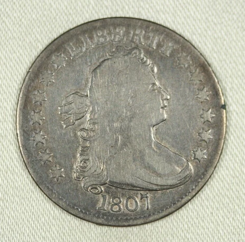 1807 25c Draped Bust.  Fine 12 Cover