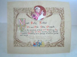 Vintage Pope Paul the VI Handpainted Apostolic Blessing Vatican SEAL 7/14/68 - Picture 1 of 3