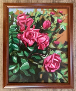 Red Rose 15, Flower, Garden, Original Oil Painting, Signed, Framed, 16x20, Art - Picture 1 of 1