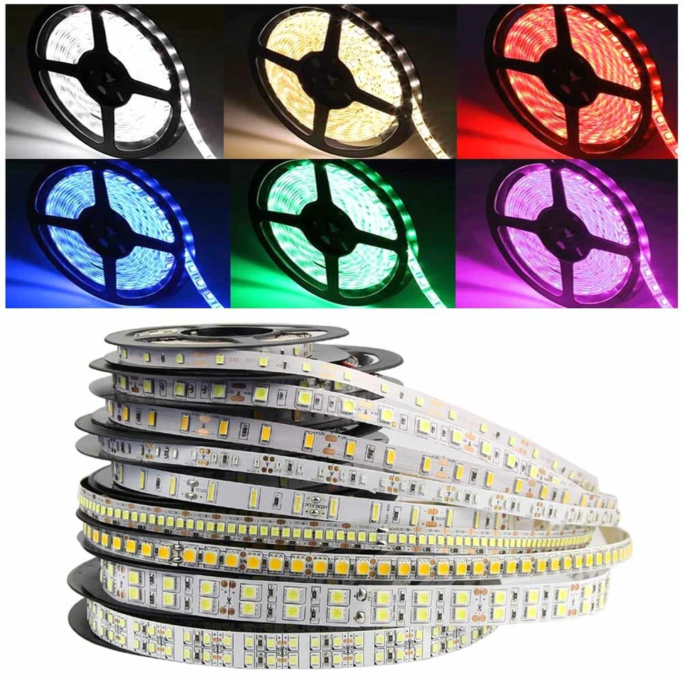 16.4ft LED Strip 3528 2835 3014 5050 5054 5630 5730 7020 SMD Flexible Light 12V - Image 1 of 4