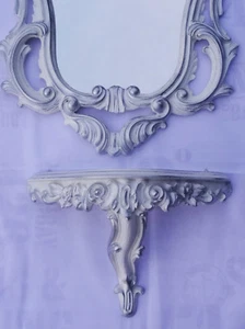 Set M Bianco Argento Specchio Muro + Mensola Console Muro 50X76 Antico Barocco - Foto 1 di 12