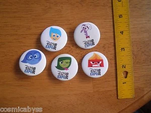 D23 Expo 2015 Inside Out Emotions Button Pin set Joy Sadness Disgust Anger Fear - Picture 1 of 2