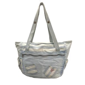 Guess Women's Light Blue Denim Baby Diaper Jeans Bag Sz L - Picture 1 of 21