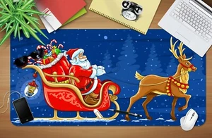 3D Sleigh Deer Santa Xmas Gift I804 Christmas Non-slip Desk Mat Keyboard Pad Amy - Picture 1 of 8