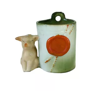 GERMAN FAIRING RED DOT PINK PIG AND A BUCKET ,TOOTHPICK OR MATCH HOLDER PIG - Picture 1 of 7