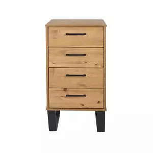 Chest of 4 Drawers Narrow Bedroom Furniture Wooden Clothing Storage Metal Handle - Picture 1 of 1