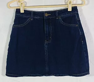 Forever 21 Junior Rock mittelblau Jeans Denim A-Linie dunkle Waschung Taschen Sommer - Bild 1 von 3