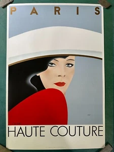 Poster Haute Couture Parigi originale d'epoca firmato da Razzia - Foto 1 di 4