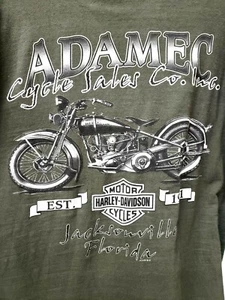 Harley-Davidson T-Shirt Men's Medium Green Adamec Cycle Sales Authentic - Picture 1 of 6