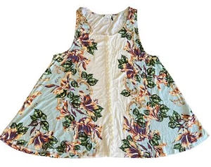 Anthropologie Akemi + Kin Tunic Medium Tank Floral Print White Button Down - Picture 1 of 9
