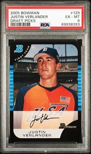 2005 Bowman Draft Picks 1st Year #129 Justin Verlander RC PSA 6 - Picture 1 of 2
