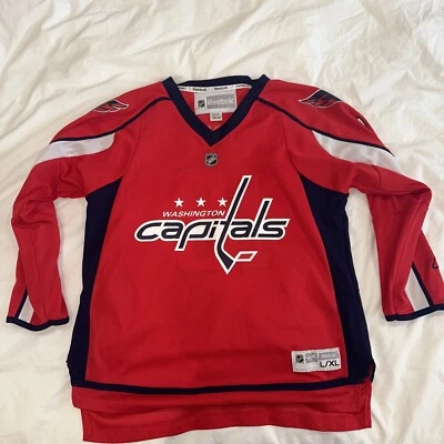Camiseta Reebok Washington Capitals Juvenil L/XL Roja Nicklas Backstrom 19 NHL Hockey Foto 1 de 4
