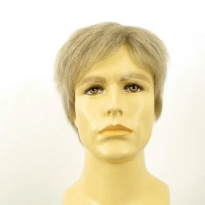 Peluca hombre cabello 100% natural blanco y gris PIERRE 51 - Picture 1 of 8