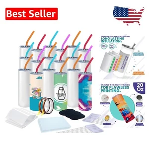Personalized 20 oz Tumbler Blank Bundle - 18 Insulated Tumblers & Accessories - Picture 1 of 9
