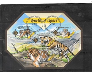 SOLOMON ISLANDS 2014 TIGERS SOUVENIR SHEET CTO USED STAMPS - Picture 1 of 1