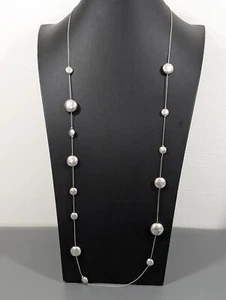 Kenneth Cole Silver Tone Round Station Chain Long Layering Necklace 36 in Retro - Picture 1 of 9