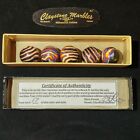 Original Handmade Clay Marbles set #17 Black base Flame Signed Dated Claystone 