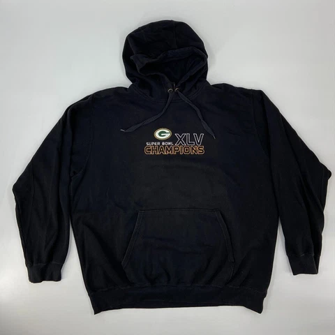 Green Bay Packers Sweater Men 2XL XXL Black NFL Football Super Bowl Hoodie * Cover