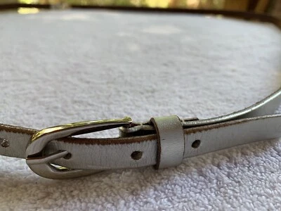 Cinturón vintage Elise M. para mujer XXXL ajustado cuero genuino mate plata hebilla Foto 1 de 4
