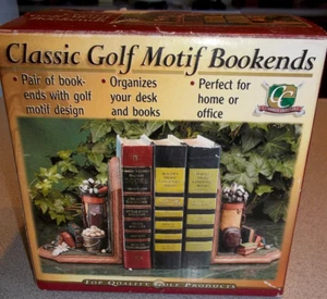 Clubhouse Collection Classic Golf Motif Bookends NIB 6.5" Tall Clubs Balls - Picture 1 of 9