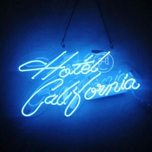 Hotel California Echtglas Neonlicht Schild 20"x16" Schlafzimmer Wanddeko Kunstwerk - Bild 1 von 19