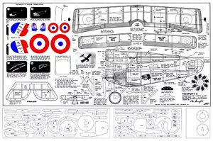 Comet Model Airplane Plans (FF): Nieuport 11 Scale 13-3/8" Wingspan RP'ed - Picture 1 of 4