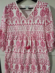 Tommy Bahama Dress Womens S Ikat Tropics Tunic Mini Lined Aztec Festive Tassel - Picture 1 of 17