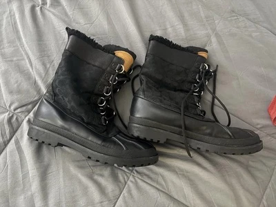 Botas femininas Coach Laura 8 de couro preto com cadarço pato - Imagem 1 de 4