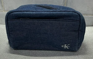 Calvin Klein Blue Denim Kosmetiktasche Schreibwaren Aufbewahrungstasche Kulturbeutel - Bild 1 von 5