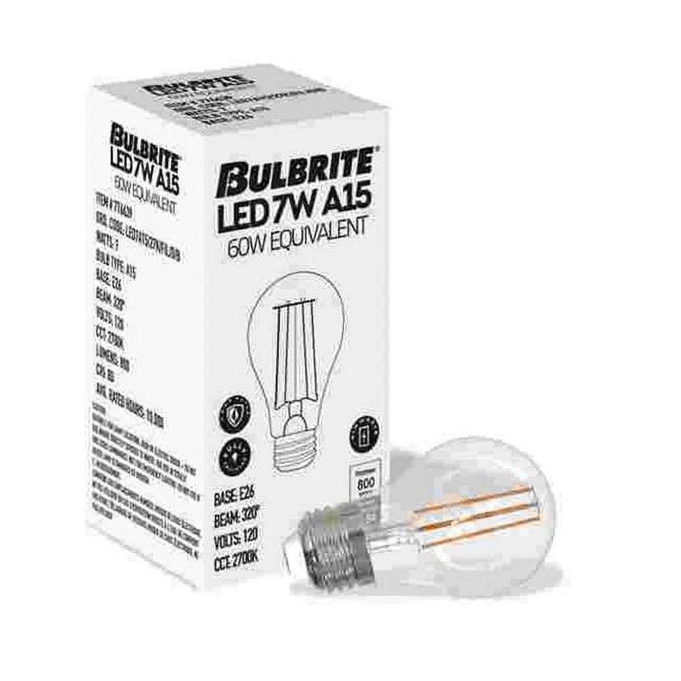 Bulbrite 861633 LED Filament 7W Dimmable A15 Light Bulb with Clear Glass- 4 Pack - Image 1 of 1