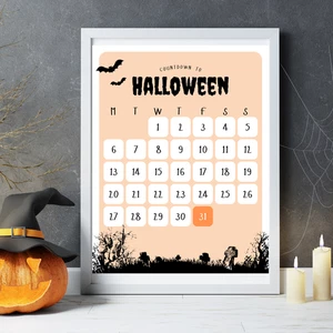 Halloween Countdown Kalender 2025 - Kinder Aktivität Poster - 8,5x11 Druck - Bild 1 von 8