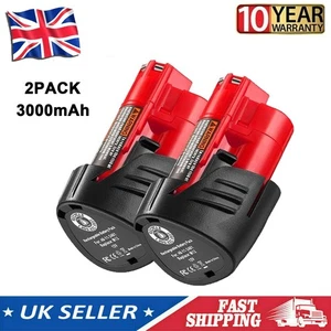 2 Pack For Milwaukee M12B2 M12 12V Li-Ion 3.5Ah Battery 48-11-2402 48-11-2420 UK - Picture 1 of 10