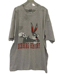 Vintage Iceberg History Bugs Bunny Graphic T-Shirt XL Gray Made in Italy Rare#89 - Picture 1 of 10