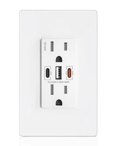 USB Wall Outlet, 65W GaN USB Outlet Receptacles with 3 USB Ports,15 Amp Tampe... - Picture 1 of 7