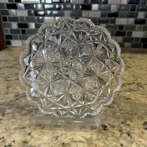 Antiguo plato de postre/baratija americano de cristal corte brillante de 5,5" - Imagen 1 de 4