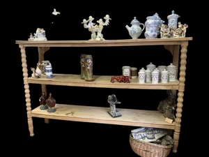 Antico mobile da negozio grande etagere in legno di noce sbiancato fine 800 - Foto 1 di 5