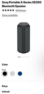Sony Portable X-Series XE300 Bluetooth Speaker - Black (MSRP $199.99) - Picture 1 of 2