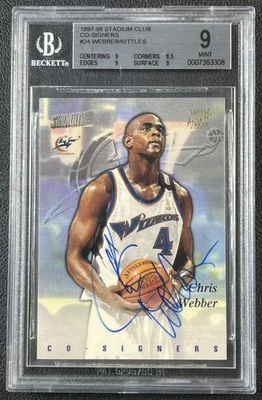 CHRIS WEBBER KERRY KITTLES BGS 9 1997-98 TOPPS STADIUM CLUB CO24 COFIRMANTES AUTOMÁTICO Foto 1 de 2