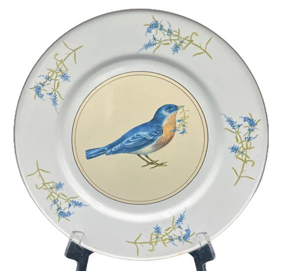 "Juego de 4 platos vintage de pájaro azul esmaltado conejo dorado Mary Lake Thompson 12,5""" Foto 1 de 4