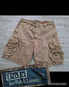 Vintage Polo Ralph Lauren Cargo Shorts 34 Khaki Paratrooper Military Drawstring - Picture 1 of 13
