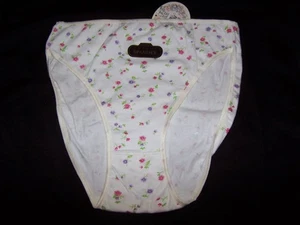 Vtg NWT - St. Eve White & Multicolor Floral Cotton High Leg Panties Size L - Picture 1 of 2