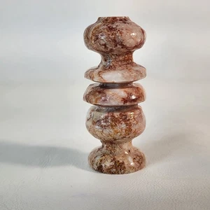 Vintage handgeschnitzt Rose Rosa Mexikanischer Marmor Onyx Stein Königin Schachfigur Rund - Bild 1 von 7