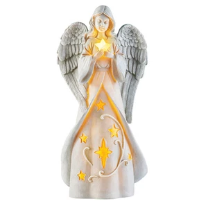 Collections Etc Angel with Solar Powered Star Outdoor Garden Statue NO SIZE - Picture 1 of 2