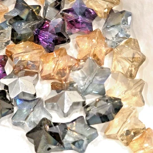 25pcs Faceted Crystal Glass Beads Stars Jewelry Making Lot 14mm - Picture 1 of 2