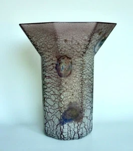 Vintage Signed Barbini Murano Scavo Octagonal Art Glass Vase - Picture 1 of 11